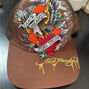 Ed Hardy Brown Mesh Trucker Hat